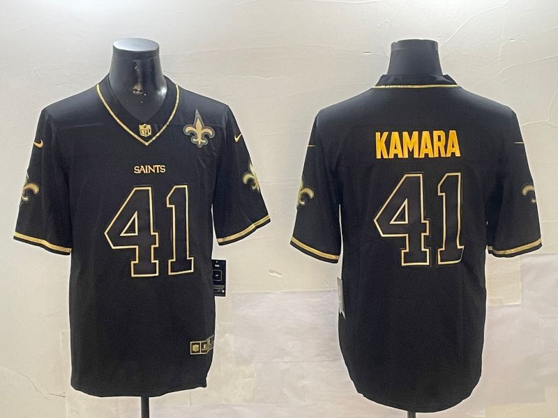 Men New Orleans Saints #41 Kamara Black Gold Throwback 2024 Nike Limited NFL Jersey style 4->new orleans saints->NFL Jersey
